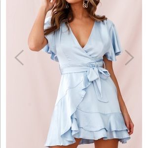 Cami Angel Sleeve Faux Wrap Dress